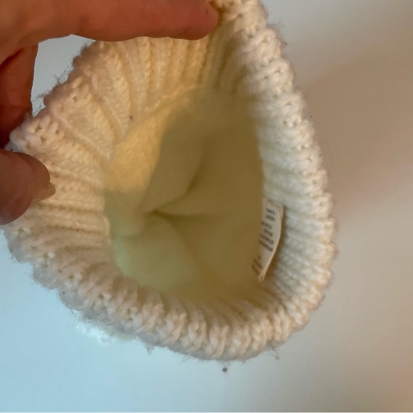 Free People Ladies Knit Winter Hat, Crochet Detail, Cuff Trim, Ivory, Snow Bunny - Picture 7 of 10